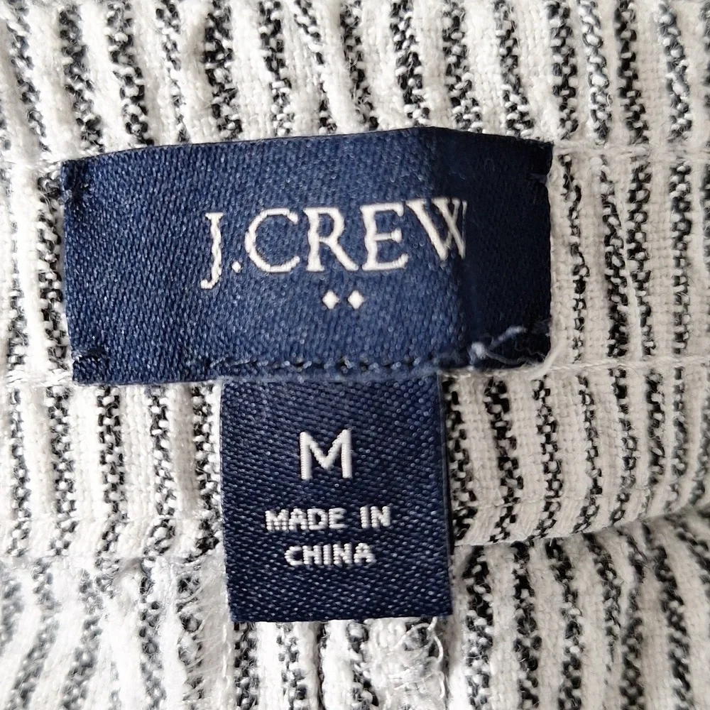 J. Crew Black White Linen Blend Vacation Festival Striped Pull On Shorts Size M